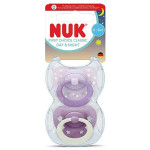NUK Πιπίλες  Σιλικόνης με Θήκη First Choice Night 18-36 μηνών Λιλα 177.264