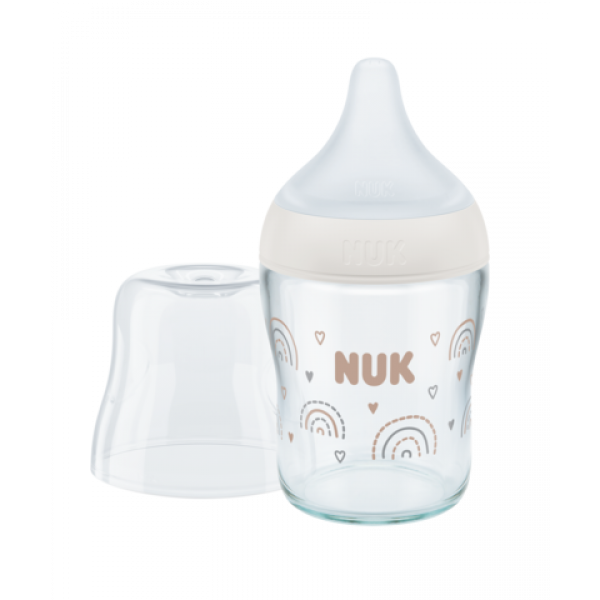 Nuk Perfect Match Mπιμπερό Γυάλινο Με Μαλακή Θηλή Σιλικόνης 0m+ Rainbow 211.036raindow