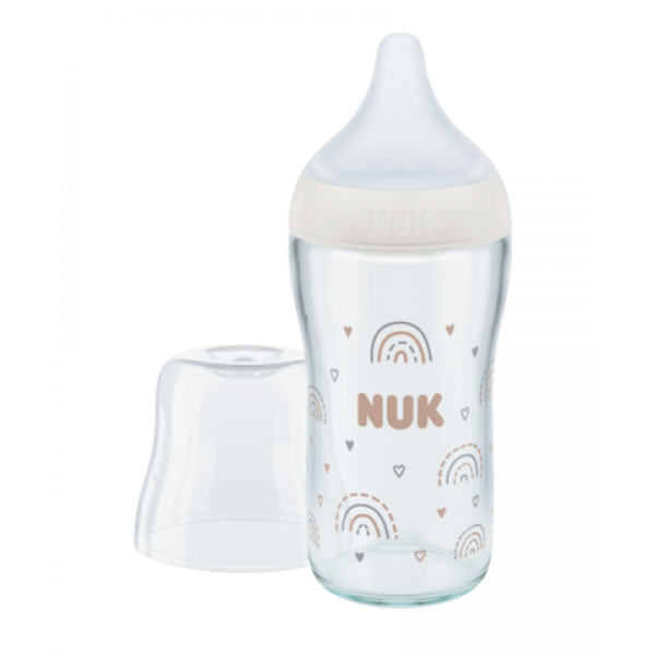 Nuk Perfect Match Mπιμπερό Γυάλινο Με Μαλακή Θηλή Σιλικόνης 3m+ Rainbow 212.009raindow