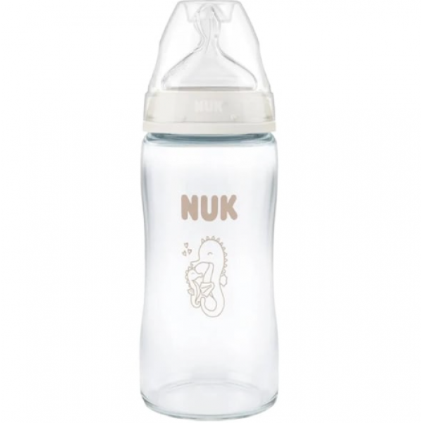 Nuk First Choice Mπιμπερό Γυάλινο Με Μαλακή Θηλή Σιλικόνης 3m+ 240ml Seahorse 212.058seahorse