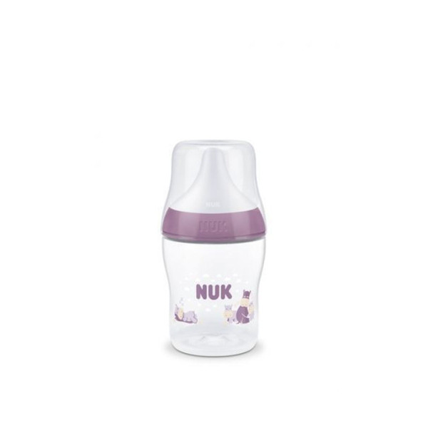 Nuk Perfect Match Mπιμπερό Πλαστικό 150 ML Με Μαλακή Θηλή Σιλικόνης 0m+ Temperature Control Hippo 215.410mov