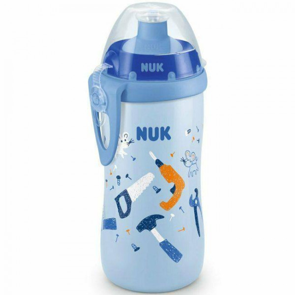 Nuk Εκπαιδευτικό Μπιμπερό Junior Cup Καπάκι Push Pull Μπλε 300ml 255.408