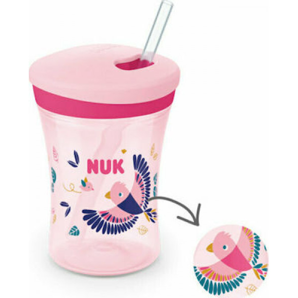 NUK Action Cup 12+m Με Καλαμάκι 230ml Ροζ 255.574pink