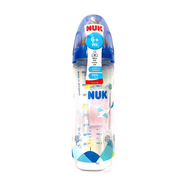 Nuk Classic Μπιμπερό PP Στενή Φιάλη 6+m Θηλή Καουτσούκ S (Τσάι-Μητρικό Γάλα) Μπλε150ml 535.774
