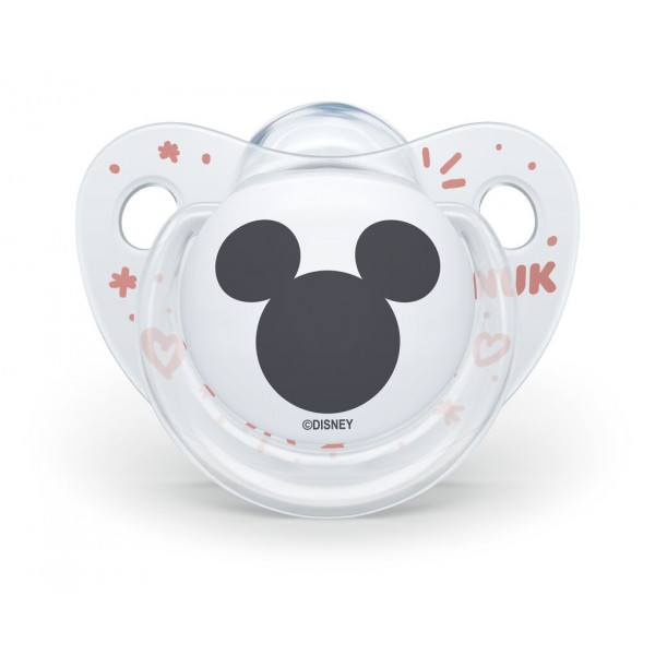 Nuk Πιπίλα Σιλικόνης Disney Baby Mickey 6-18m Διαφανο-Λευκό 736.380Clear
