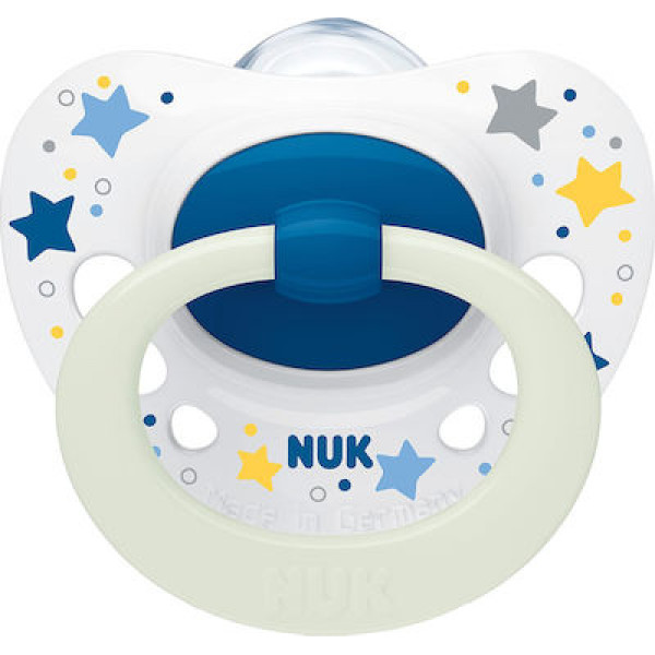 Nuk Signature Night Πιπίλα Σιλικόνης 6-18m 1τμχ White Stars 736.695whitestars