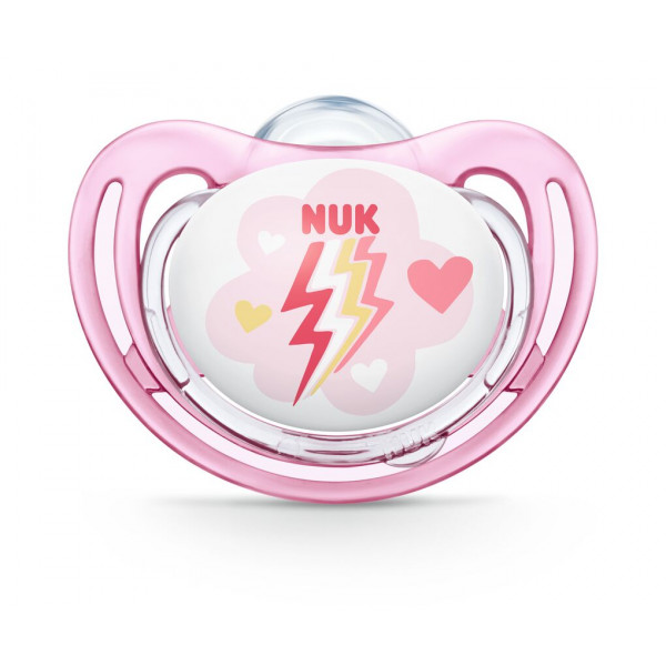 Nuk Ορθοδοντική Πιπίλα Σιλικόνης Freestyle με Θήκη 6-18m Pink Flash 736.704flashpink