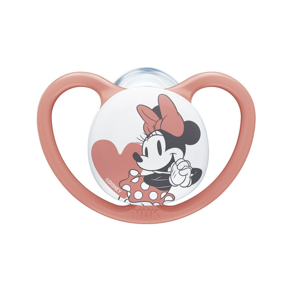 Nuk Ορθοδοντική Πιπίλα Σιλικόνης για 18-36m+ Space Mickey & Minnie με Θήκη Χρώμα Ρόζ 739.747