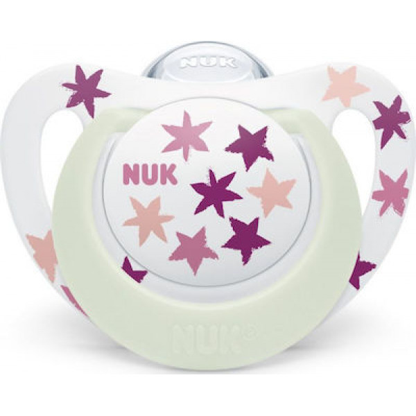 NUK Signature Night Πιπίλα Σιλικόνης 18-36m Pink Stars 739.750pinkstars