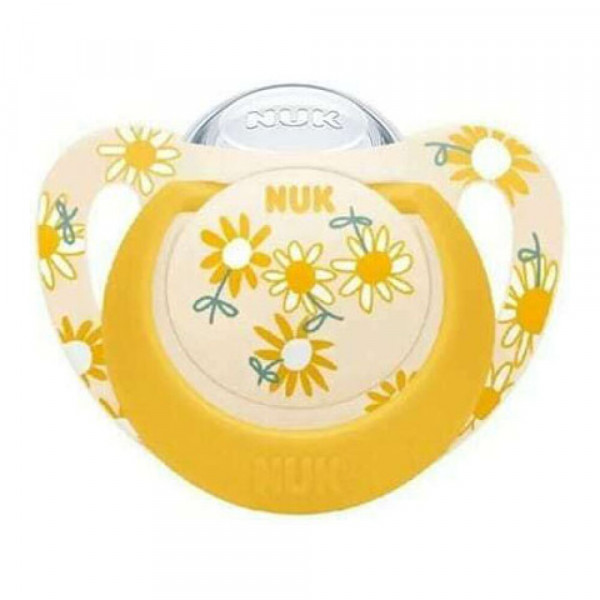 Nuk Star Ορθοδοντική Πιπίλα Σιλικόνης με Θήκη 18-36m 1τμχ 739.760yellow