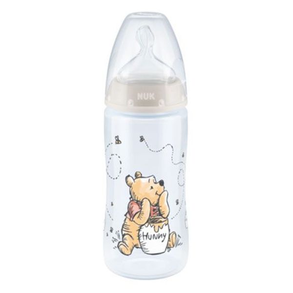 Nuk Μπιμπερό Disney Winnie 0-6 m First Choice Plus με Θηλή Σιλικόνης & δείκτη ελέγχου θερμοκρασίας 300ml Γκρι 741.035swingrey