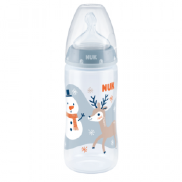 Nuk Πλαστικό Μπιμπερό First Choice Plus Κατά των Κολικών με Θηλή Σιλικόνης 300ml για 0-6 μηνών Snowman 741.902