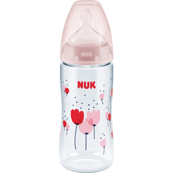 Nuk Μπιμπερό First Choice Plus Πλαστικό με Θηλή Σιλικόνης 6-18 μηνών 300ml σε ροζ 741.940pink