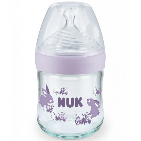 Nuk Πλαστικό Μπιμπερό Nature Sense Temperature Control Κατά των Κολικών με Θηλή Σιλικόνης 150ml για 0-6 μηνών Purple 743.022purple