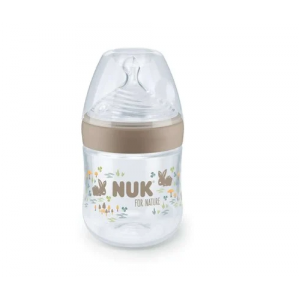 Nuk Πλαστικό Μπιμπερό Nature Sense Temperature Control Κατά των Κολικών με Θηλή Σιλικόνης 150ml για 0-6 μηνών Beige 743.075.beige