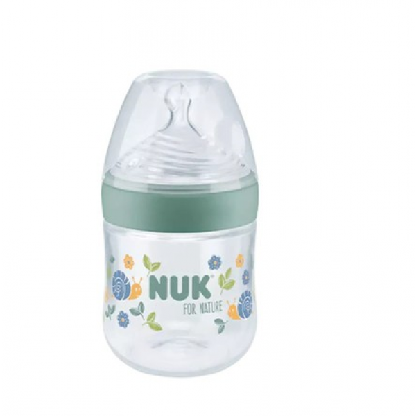 Nuk Πλαστικό Μπιμπερό Nature Sense Temperature Control Κατά των Κολικών με Θηλή Σιλικόνης 150ml για 0-6 μηνών Green 743.075.green