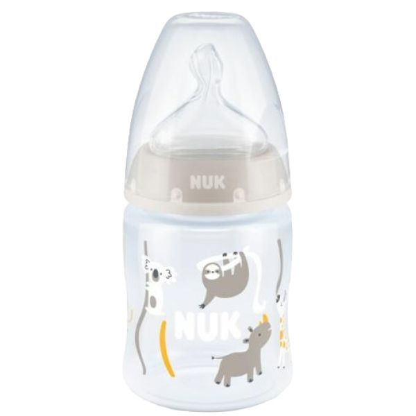 NUK Μπιμπερό First Choice+ με Δείκτη Ελέγχου Θερμοκρασίας & Θηλή Σιλικόνης 150ml 0-6m Grey 743.875blue