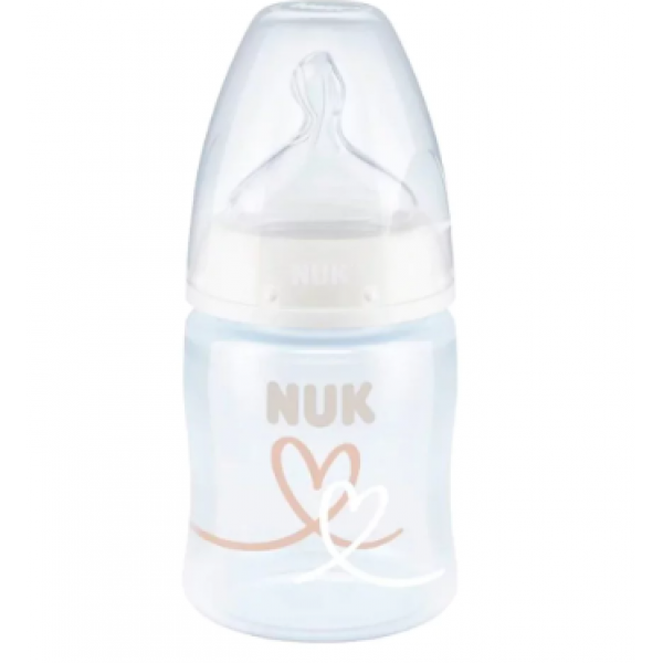 NUK Μπιμπερό First Choice+ με Δείκτη Ελέγχου Θερμοκρασίας & Θηλή Σιλικόνης 150ml 0-6m white 743.875white