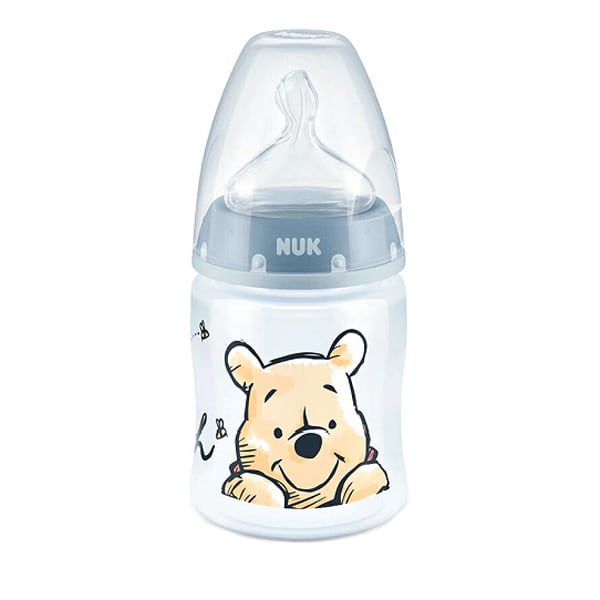 Nuk Πλαστικό Μπιμπερό First Choice Plus με Δείκτη Ελέγχου Θερμοκρασίας 0-6m 150ml Winnie The Pooh Γαλάζιο 743.932ciel