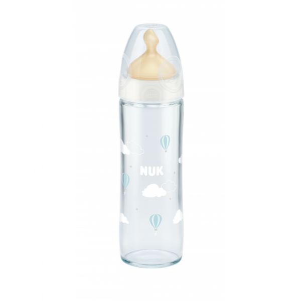 Nuk Μπιμπερό Γυάλινο Θηλή για 0-6 μηνών 240ml White 745.079white