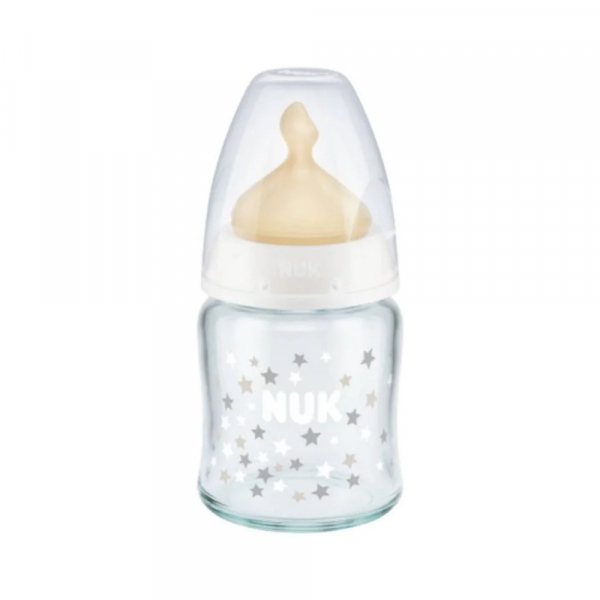 Nuk First Choice Γυάλινο Μπιμπερό για 0-6m+ με Θηλή Καοτσουκ Άσπρο 120ml 747.118white