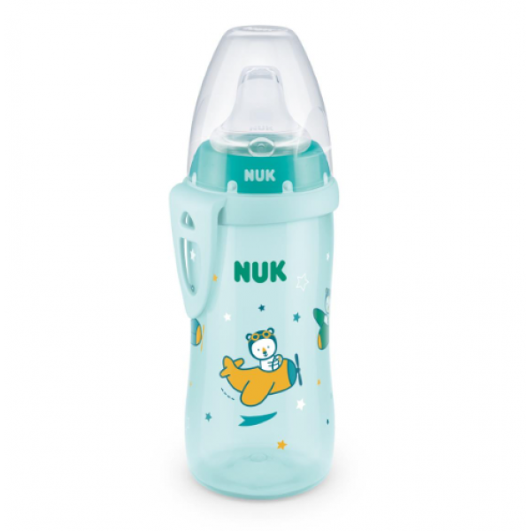 Nuk First Choice Active Cup Παγουράκι Με Ρύγχος Σιλικόνης 12m+ 300ml Μέντα Αεροπλανάκι 751.082airplane