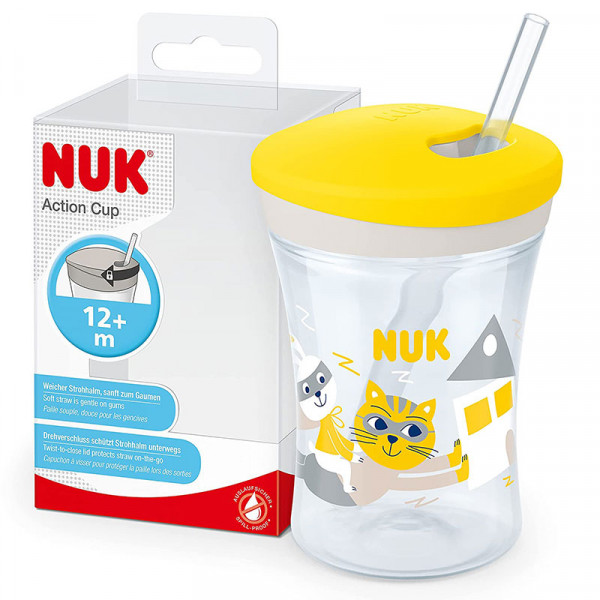 NUK Action Cup 12+m Με Καλαμάκι 230ml Κίτρινο 751.136