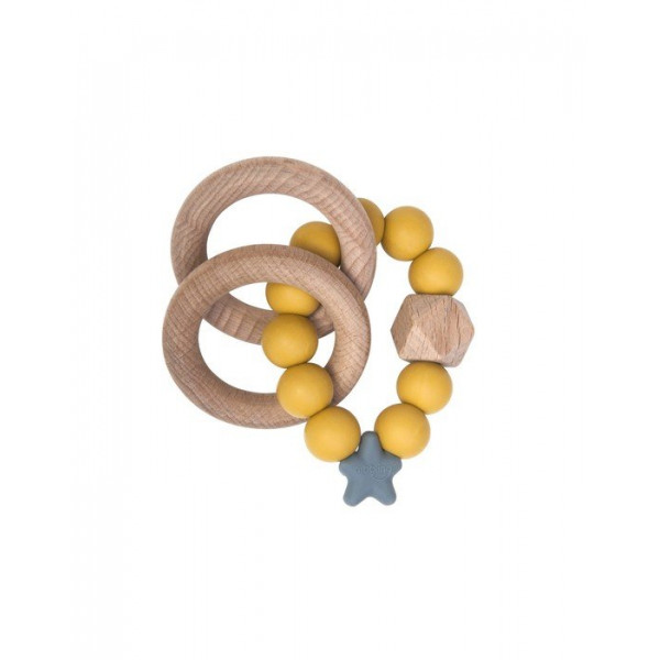 Nibbling Μασητικό-Κρίκος Οδοντοφυίας Nat Wood Ring Mustard BR75819