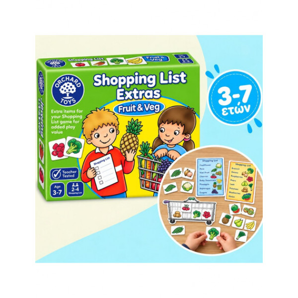 Orchard Toys Εκπαιδευτικό επιτραπέζιο παιχνίδι "Λίστα για ψώνια- Extras Φρούτα & λαχανικά" για Παιδιά 3-7 ετών ORCH090