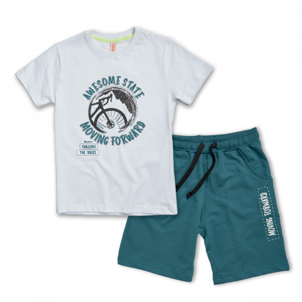 Reflex Σετ Μπλούζα Λευκή Με Σορτς Πράσινο Σκούρο 26-73713