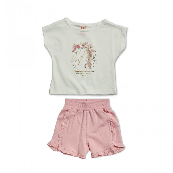 Reflex Σετ Μπλούζα Λευκή Με Σορτς Ροζ 26-74757