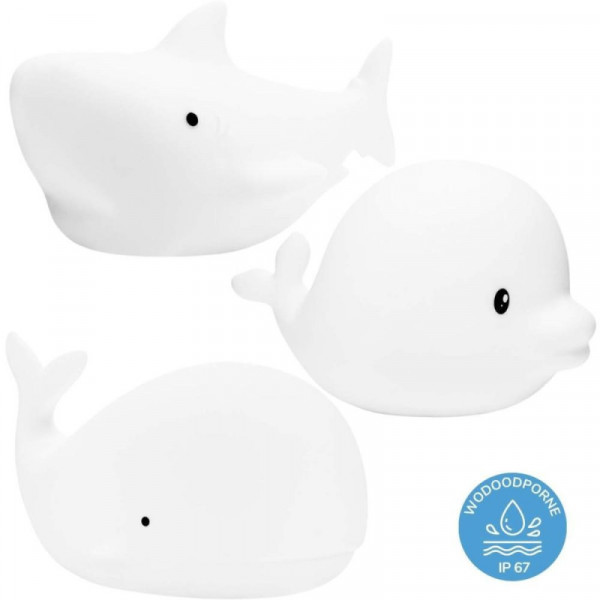 Rabbit & Friends Σετ 3 Αδιάβροχων Φωτιστικών Σιλικόνης Dolphin-Whale-Shark  70-520060