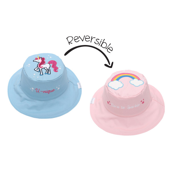 FlapJackKids Καπέλο Διπλής Όψης UPF 50+ Μονόκερος (Cotton) Blue-Pink FJKSH495S
