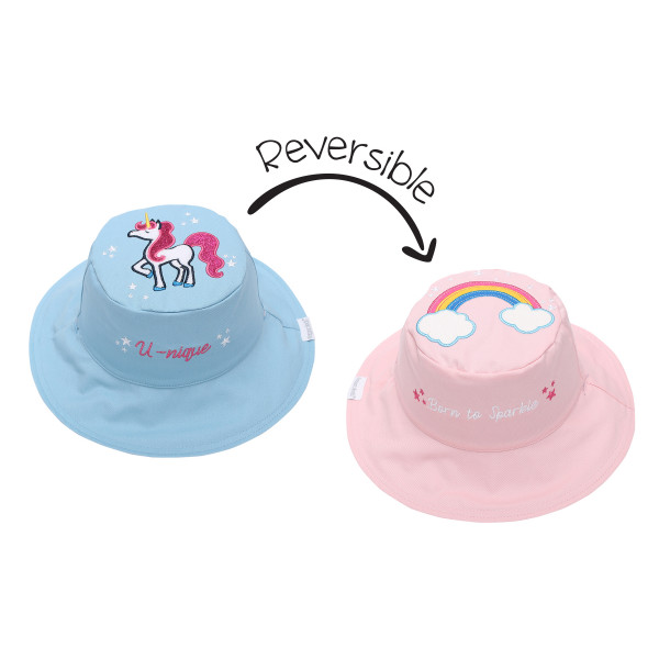 FlapJackKids Καπέλο Διπλής Όψης UPF 50+ Μονόκερος (Cotton) 2-4ετών Blue-Pink FJKSH496M