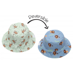 FlapJackKids Καπέλο Διπλής Όψης UPF 50+ 6-24m Lion-Monkey Blue FJKPH517S