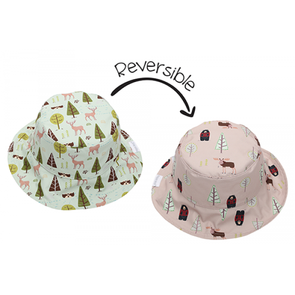 FlapJackKids Καπέλο Διπλής Όψης UPF 50+ Moose Cottage Pink FJKPH553