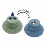 FlapJackKids Καπέλο Διπλής Όψης UPF 50+ Dino-Surf (Cotton) Blue FJKSH828