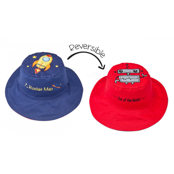 FlapJackKids Καπέλο Διπλής Όψης UPF 50+ – Διαστημόπλοιο (Cotton) LUV0144