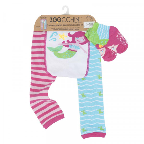 Zoocchini Grip+Easy Crawler Pants & Socks Set – Marietta the Mermaid Για το Μπουσούλημα ZOO12505