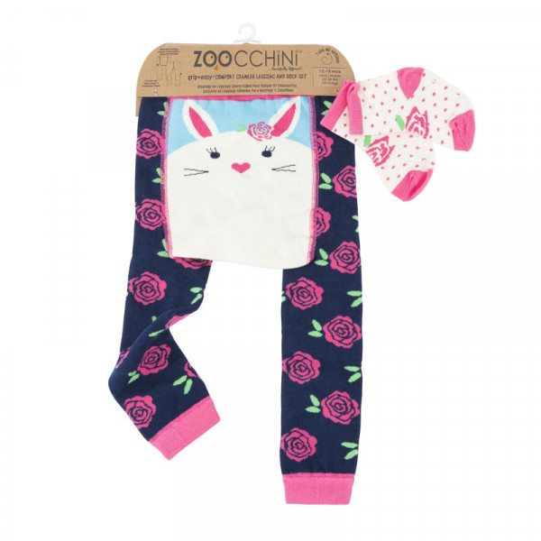 Zoocchini Grip+Easy Crawler Pants & Socks Set – Bella the Bunny Για το Μπουσούλημα ZOO12506