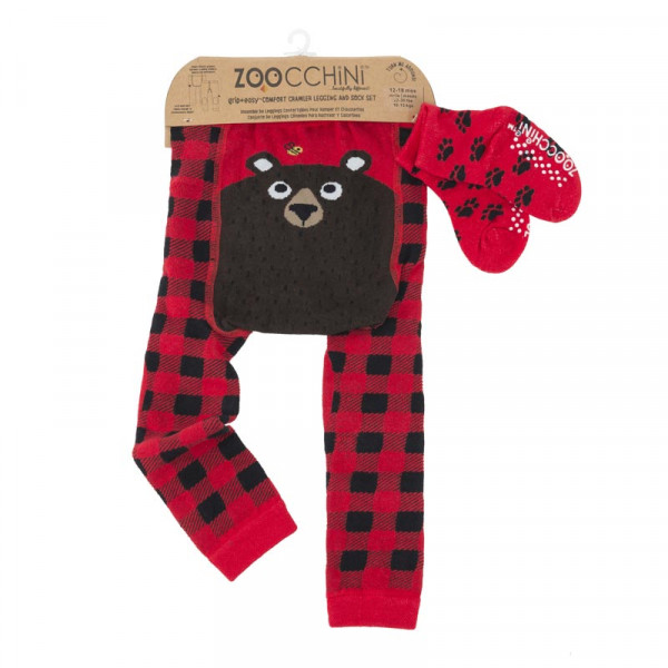 Zoocchini Grip+Easy Crawler Pants & Socks Set – Bosley the Bear Για το Μπουσούλημα ZOO12508