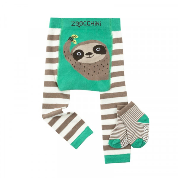 Zoocchini Grip+Easy Crawler Pants & Socks Set – Silas the Sloth Για το Μπουσούλημα ZOO12510