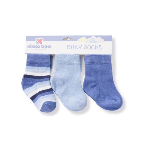 Kikka Boo Κάλτσες 3 τμχ, 0-6 μηνών, Μπλε (Stripes Light Blue) - 31110010030
