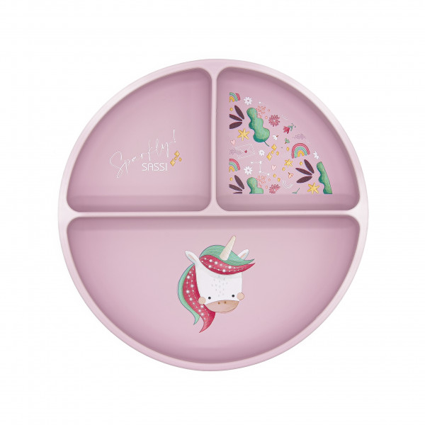 Sassi Πιάτο σιλικόνης LFGB με χωρίσματα 6m+ Sparkly The Unicorn SI0689