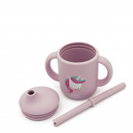 Sassi Κύπελλο σιλικόνης LFGB με καλαμάκι 6m+ Sparkly The Unicorn SI0801