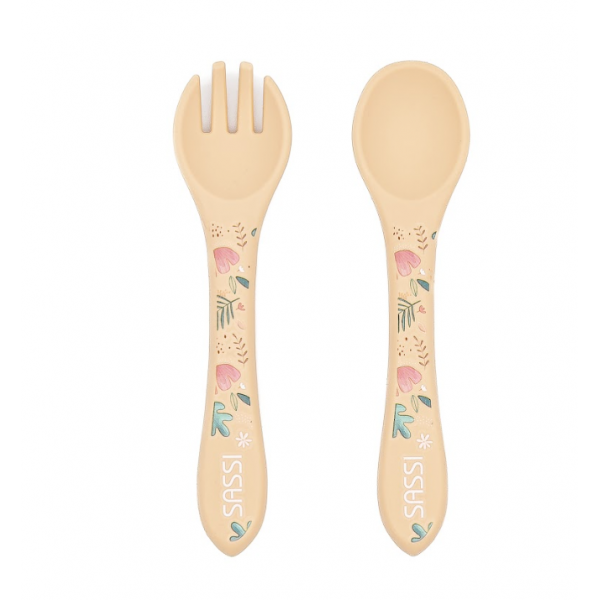 Sassi Σετ Κουτάλι & Πιρούνι Σιλικόνης LFGB 6m+ Sloth SI0887