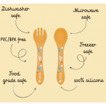Sassi Σετ Κουτάλι & Πιρούνι Σιλικόνης LFGB 6m+ Lion SI0900