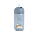 Suavinex Παγούρι με καλαμάκι Σιλικόνης 340ml +18μ BEAR Blue BR78533