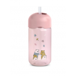 Suavinex Παγούρι με καλαμάκι Σιλικόνης 340ml +18μ BEAR Pink BR78534