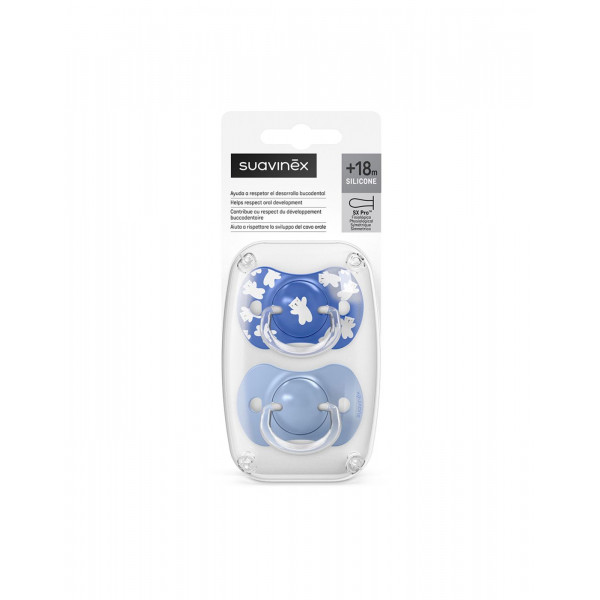 Suavinex Πιπίλα Φυσιολογική SX PRO Σιλικόνης +18μ Wild & Free Blue 2τεμ BR79904